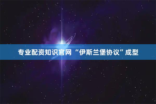 专业配资知识官网 “伊斯兰堡协议”成型