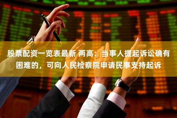 股票配资一览表最新 两高:当事人提起诉讼确有困难的,可向人民检察院申请民事支持起诉